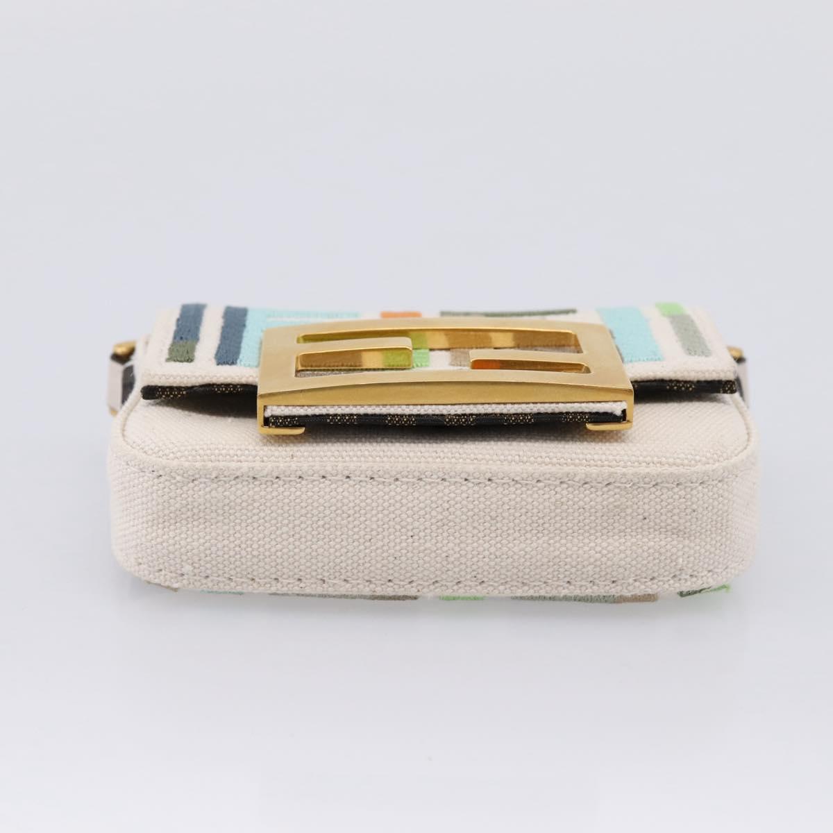 FENDI Zucca Canvas Nano Baguette Pouch Multicolor Auth 153326M