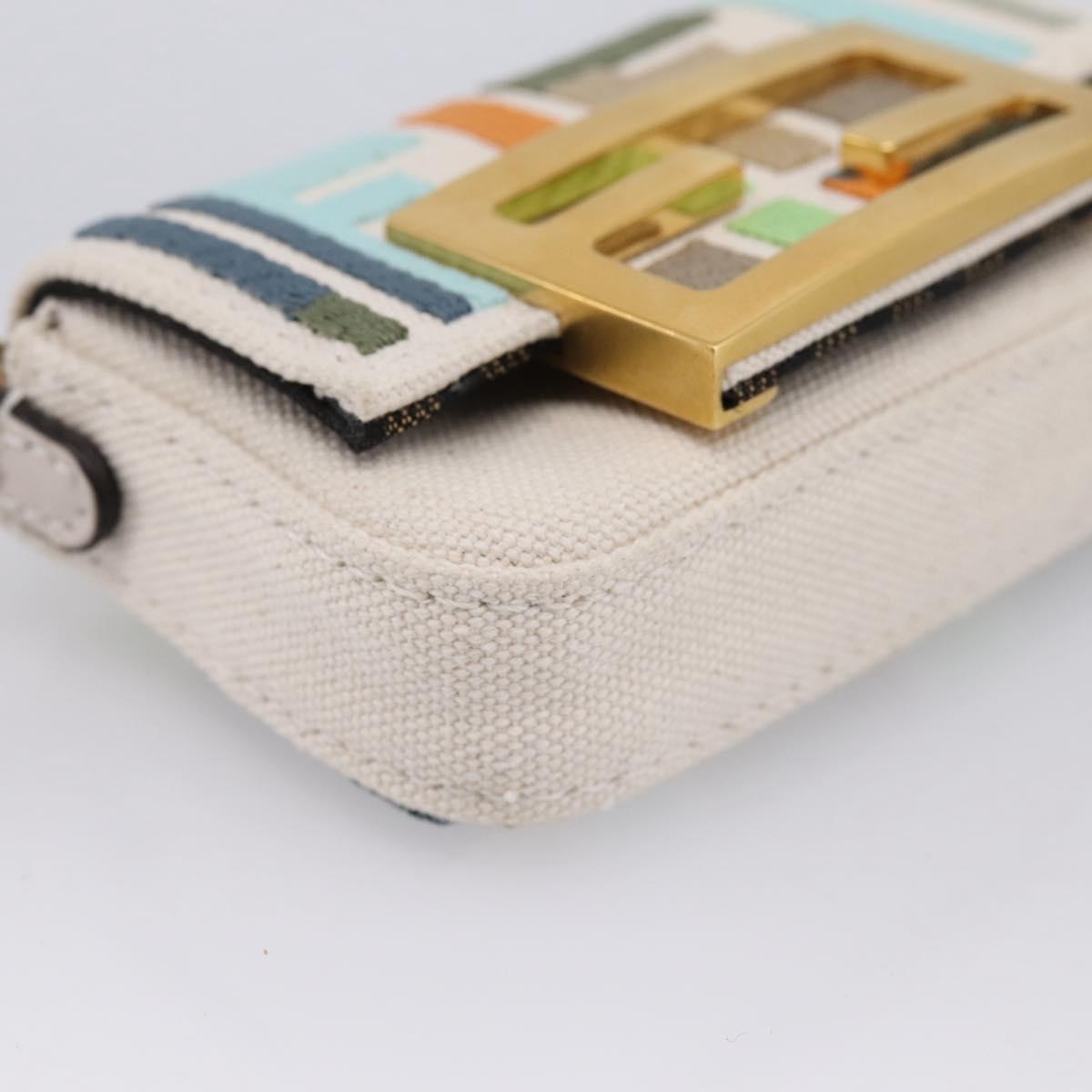 FENDI Zucca Canvas Nano Baguette Pouch Multicolor Auth 153326M