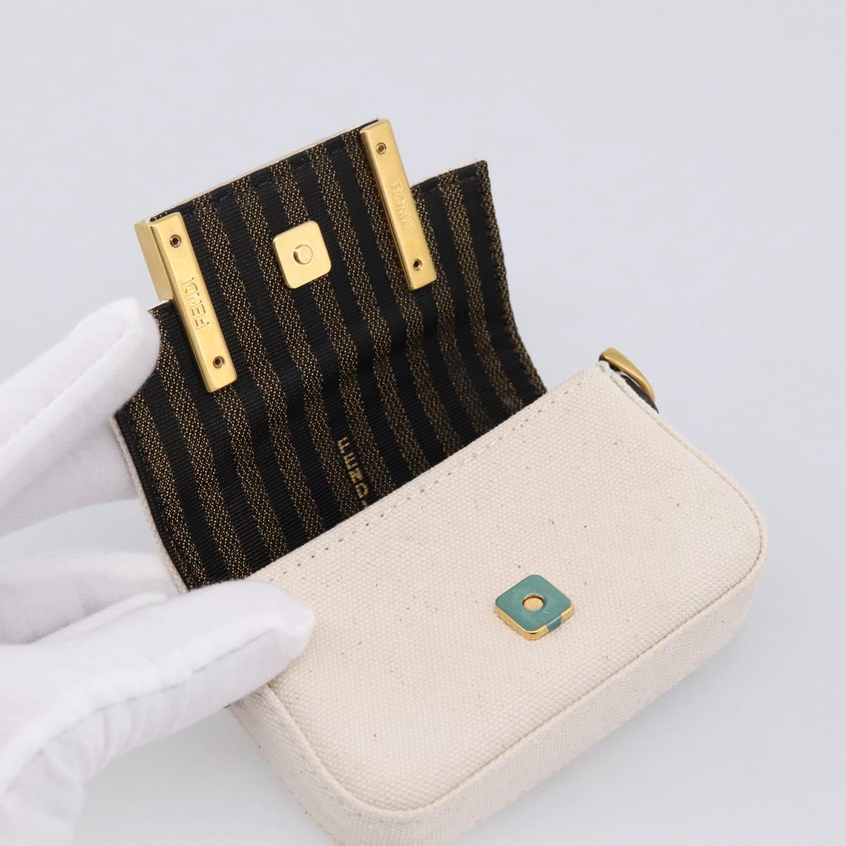 FENDI Zucca Canvas Nano Baguette Pouch Multicolor Auth 153326M