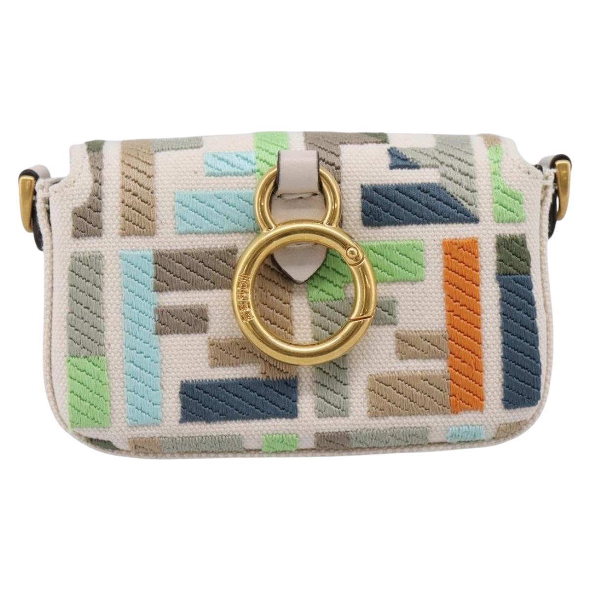 FENDI Zucca Canvas Nano Baguette Pouch Multicolor Auth 153326M