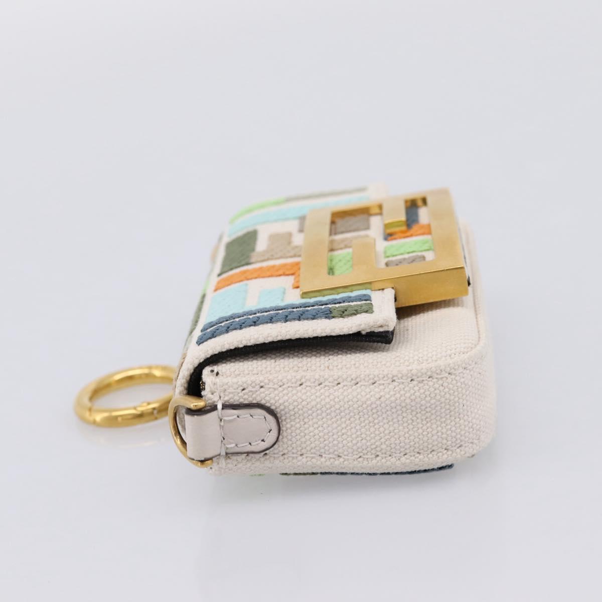FENDI Zucca Canvas Nano Baguette Pouch Multicolor Auth 153326M
