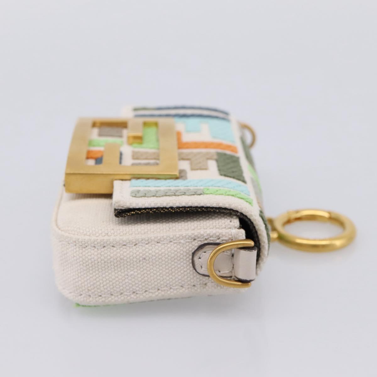 FENDI Zucca Canvas Nano Baguette Pouch Multicolor Auth 153326M