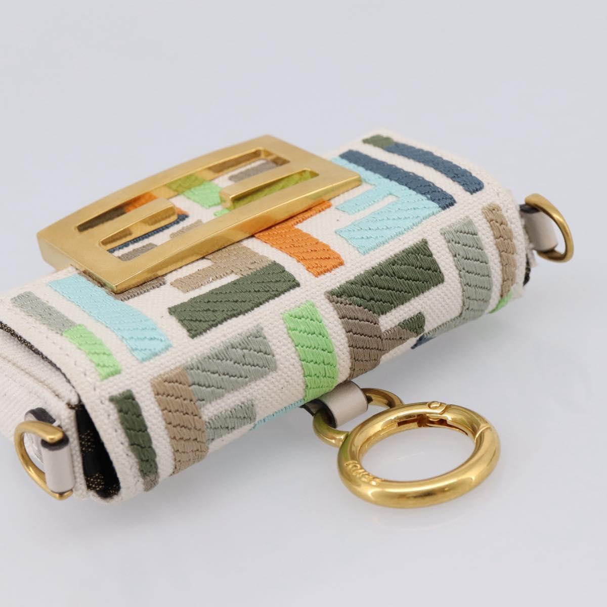 FENDI Zucca Canvas Nano Baguette Pouch Multicolor Auth 153326M