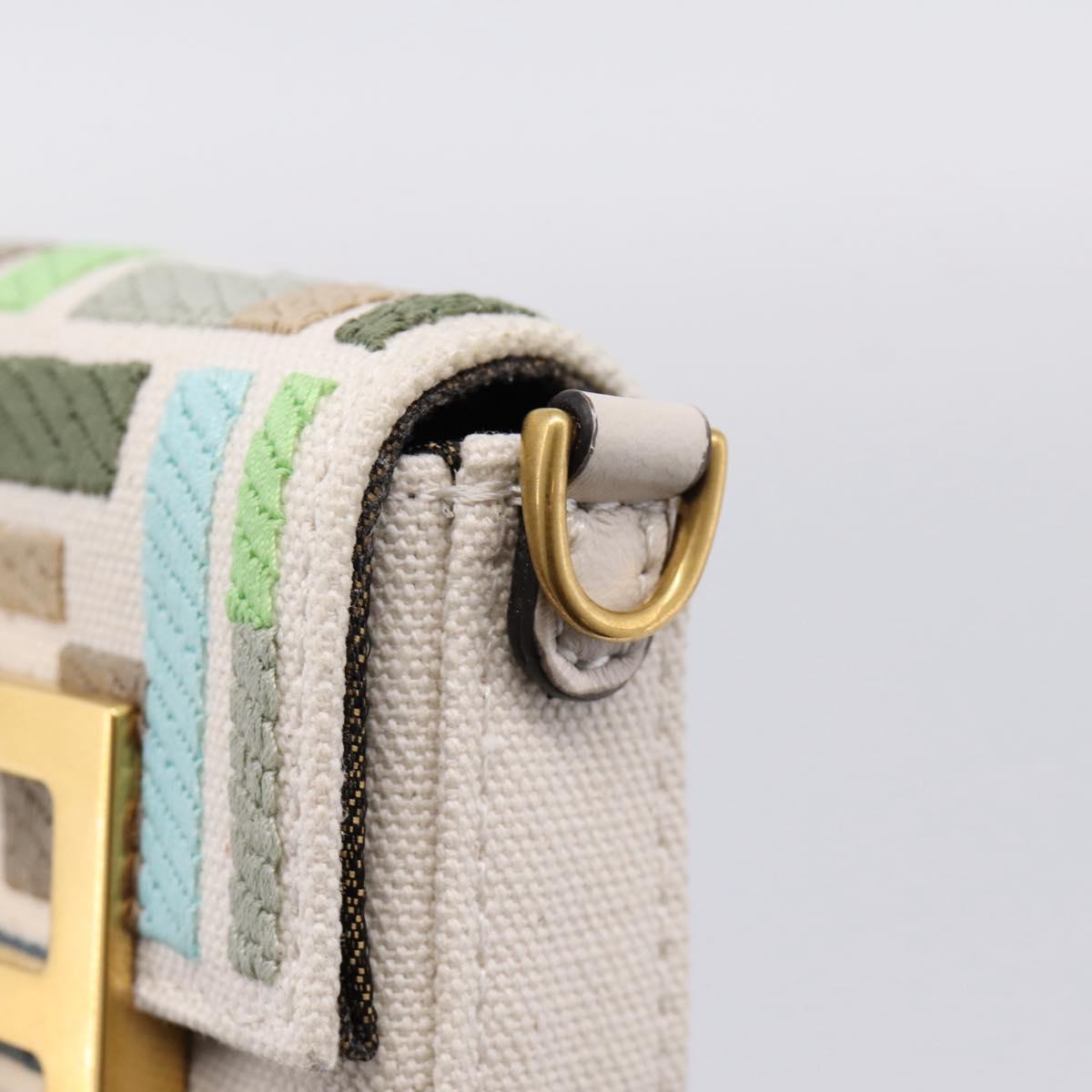 FENDI Zucca Canvas Nano Baguette Pouch Multicolor Auth 153326M