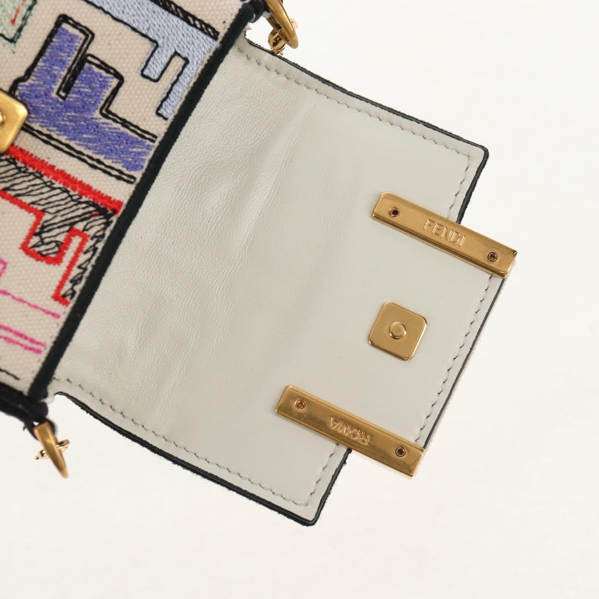 FENDI Zucca Canvas Nano Baguette Pouch Multicolor Auth 153327M
