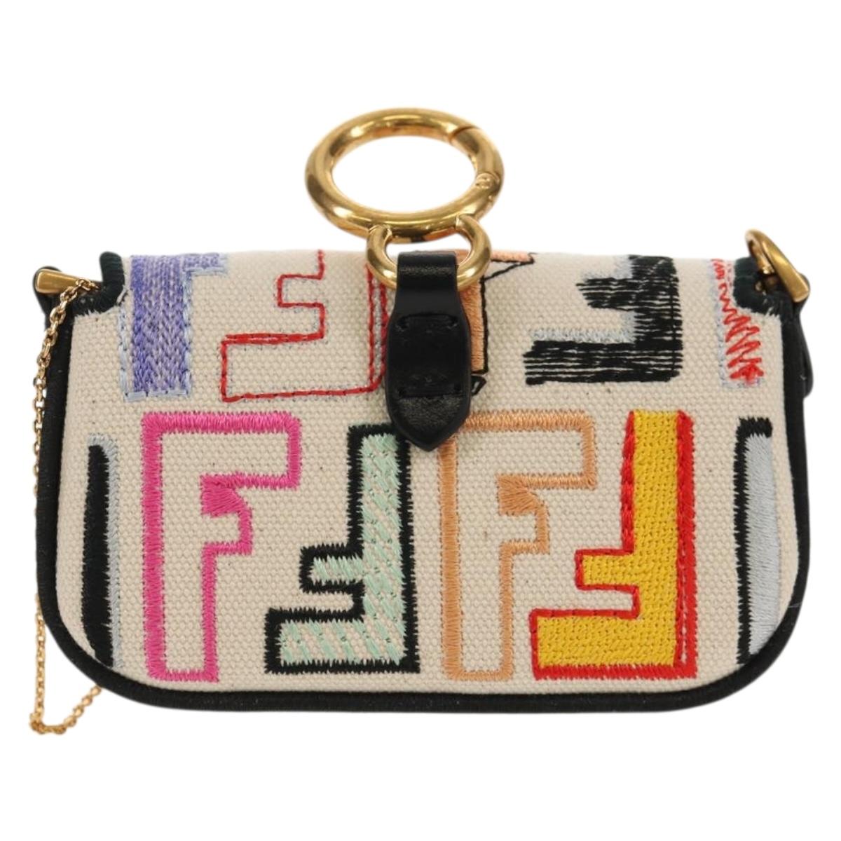 FENDI Zucca Canvas Nano Baguette Pouch Multicolor Auth 153327M