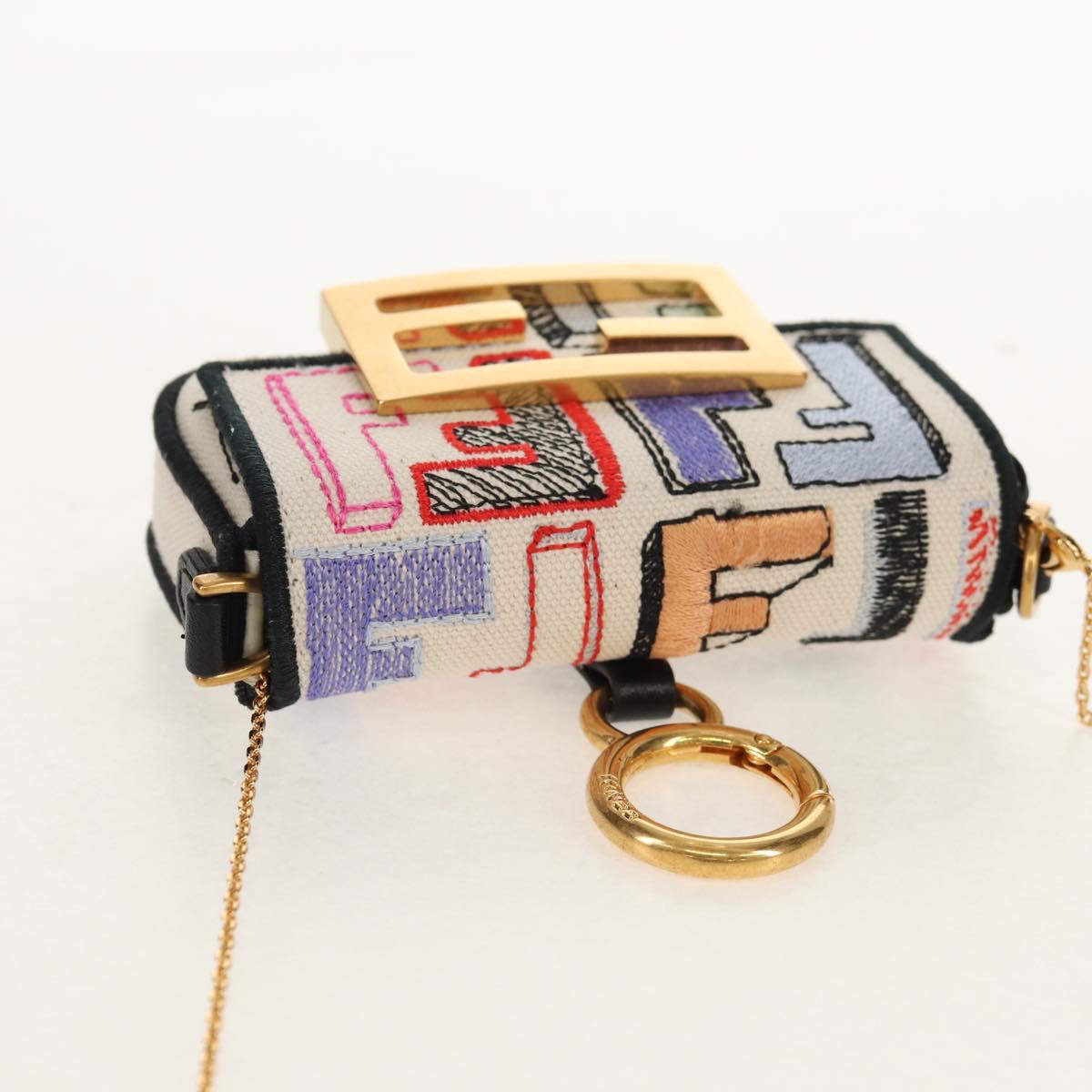 FENDI Zucca Canvas Nano Baguette Pouch Multicolor Auth 153327M