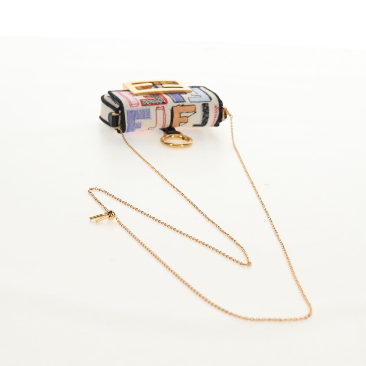 FENDI Zucca Canvas Nano Baguette Pouch Multicolor Auth 153327M