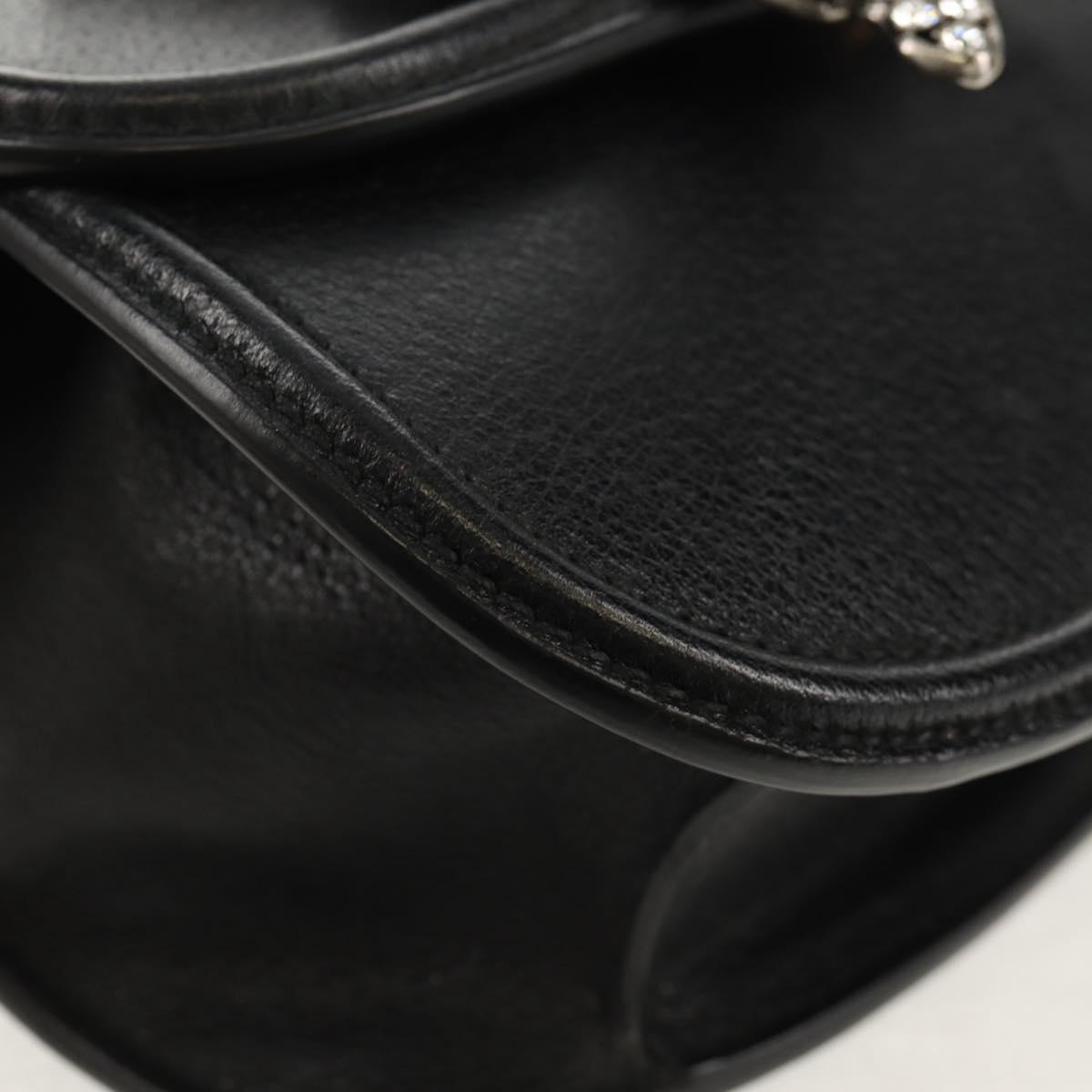 GUCCI Totem Butterfly Web Sherry Line Bag Leather Black 505387 Auth 153330SAM