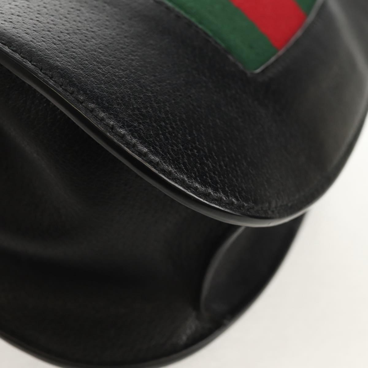 GUCCI Totem Butterfly Web Sherry Line Bag Leather Black 505387 Auth 153330SAM