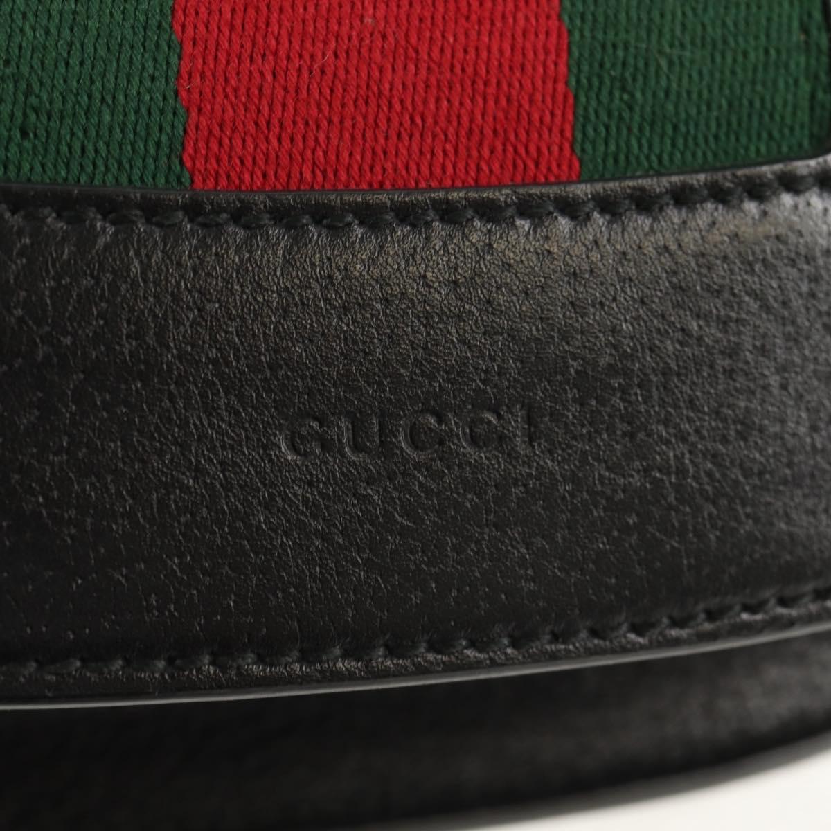 GUCCI Totem Butterfly Web Sherry Line Bag Leather Black 505387 Auth 153330SAM