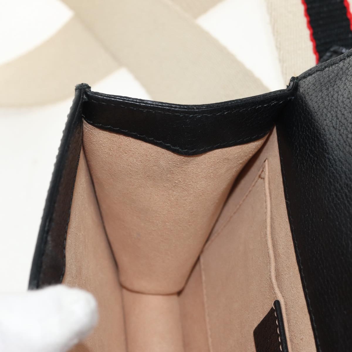 GUCCI Totem Butterfly Web Sherry Line Bag Leather Black 505387 Auth 153330SAM