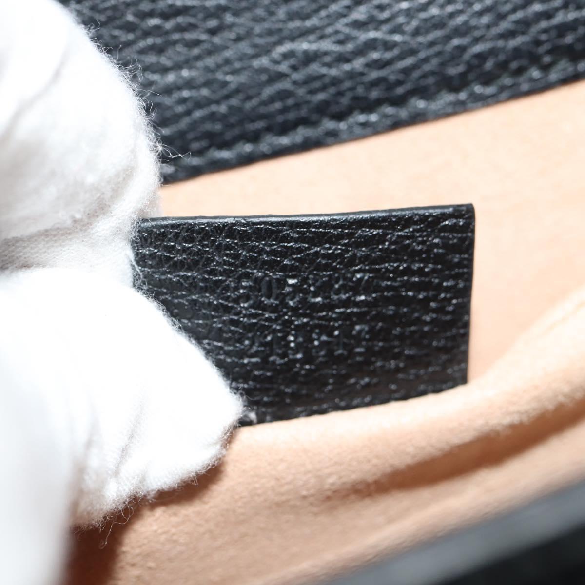 GUCCI Totem Butterfly Web Sherry Line Bag Leather Black 505387 Auth 153330SAM