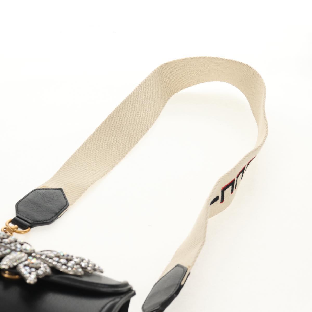 GUCCI Totem Butterfly Web Sherry Line Bag Leather Black 505387 Auth 153330SAM