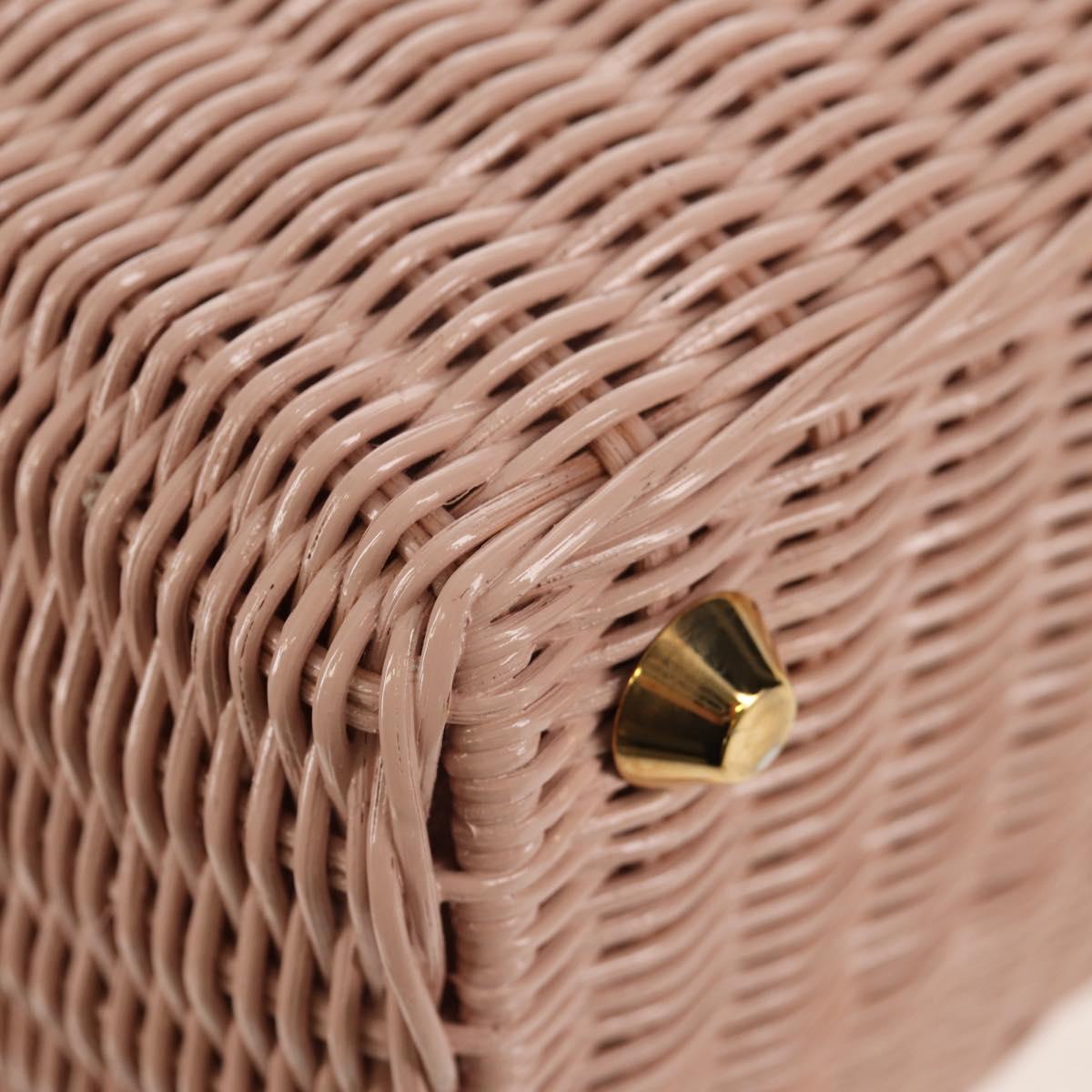 PRADA MIDOLLINO PATCH Wicker Basket Bag Bag Rattan Pink Gold 1BG835 Auth 153331V