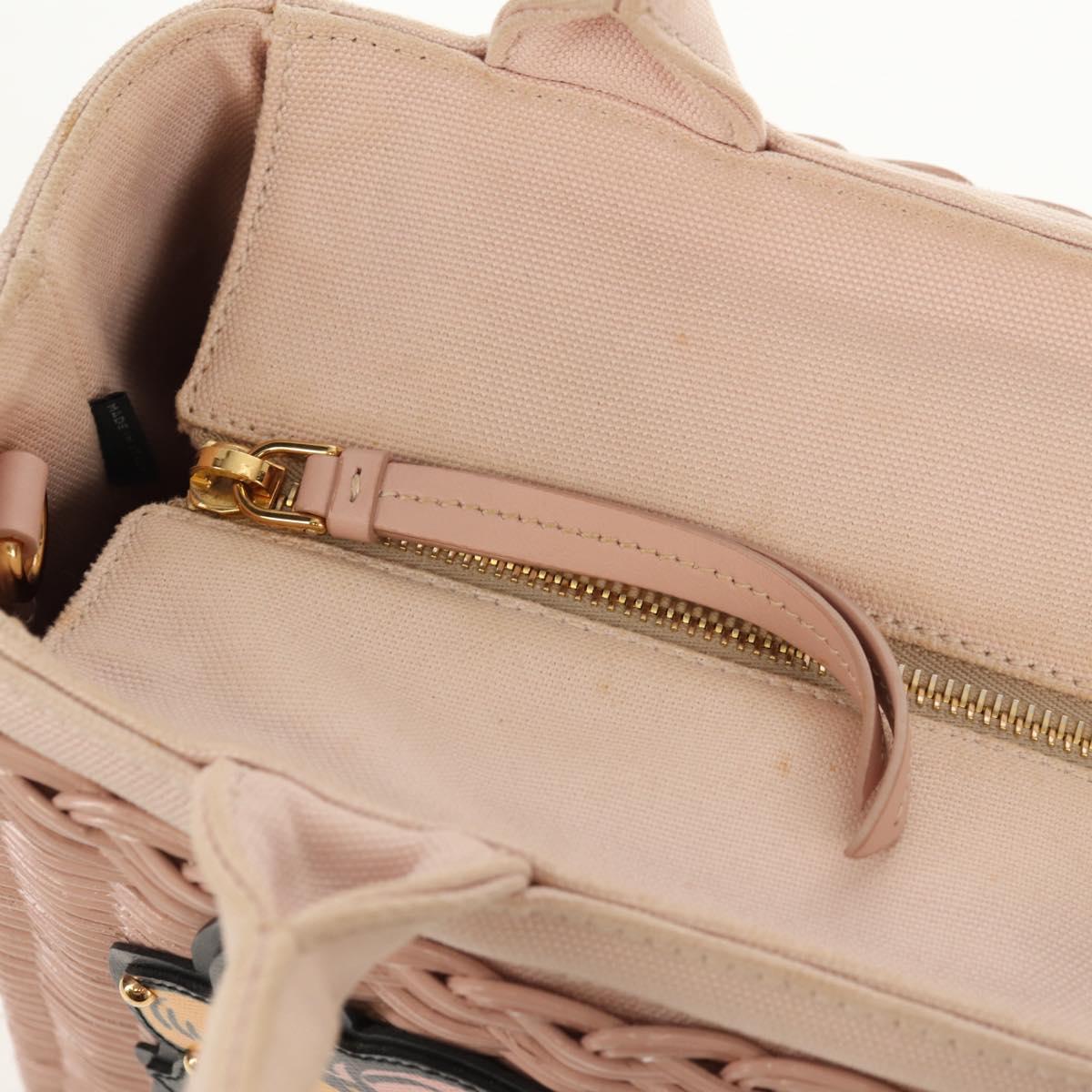 PRADA MIDOLLINO PATCH Wicker Basket Bag Bag Rattan Pink Gold 1BG835 Auth 153331V