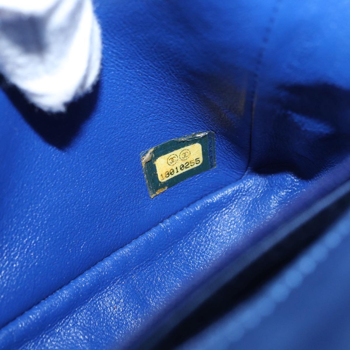 CHANEL Matelasse 20 Chain Shoulder Bag Satin Blue Gold CC Auth 153332SM