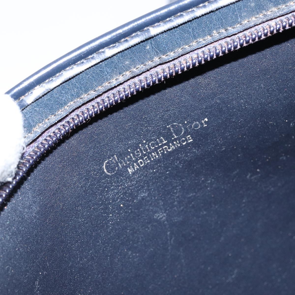 Christian Dior Trotter Canvas Shoulder Bag Navy Gold Auth 153348