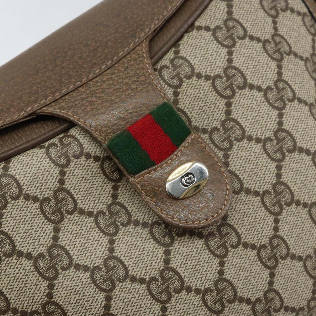 GUCCI GG Supreme Web Sherry Line Bag PVC Beige Gold 10 02 056 Auth 153349