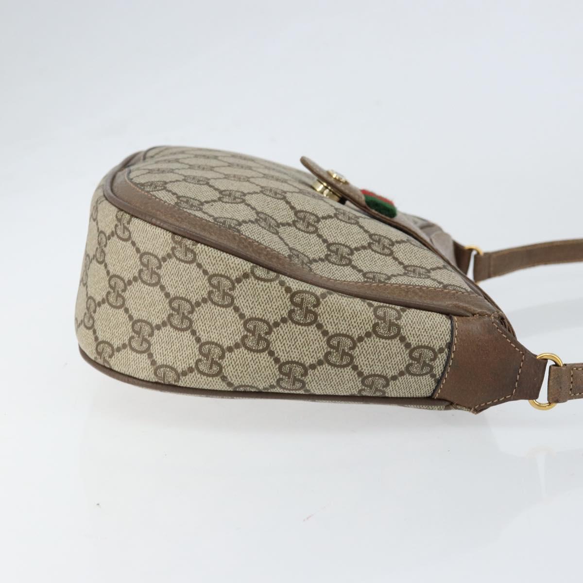 GUCCI GG Supreme Web Sherry Line Bag PVC Beige Gold 10 02 056 Auth 153349