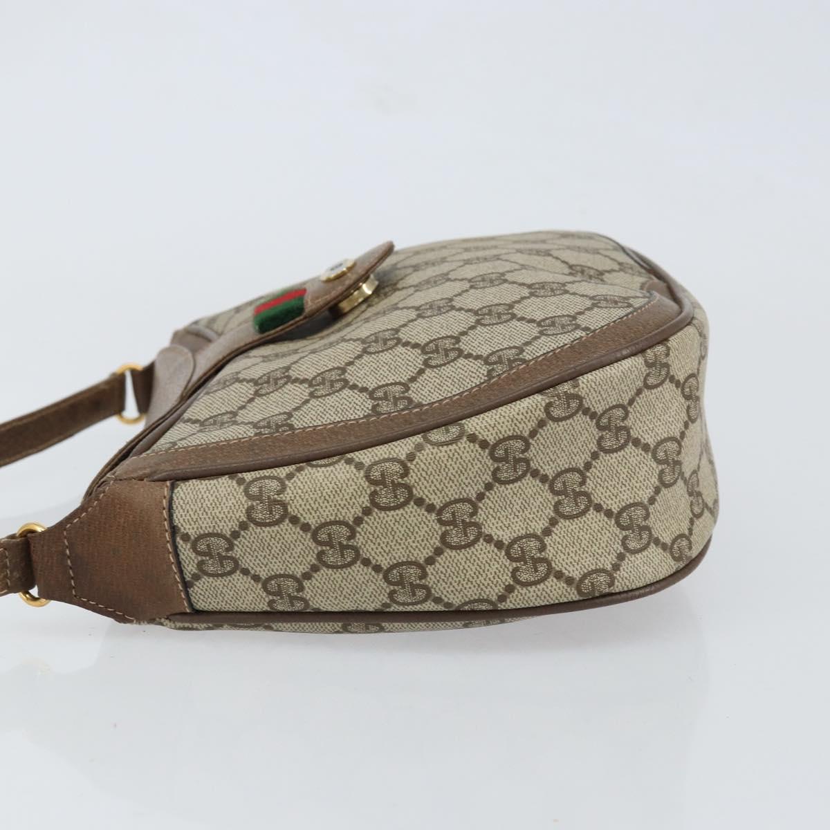 GUCCI GG Supreme Web Sherry Line Bag PVC Beige Gold 10 02 056 Auth 153349