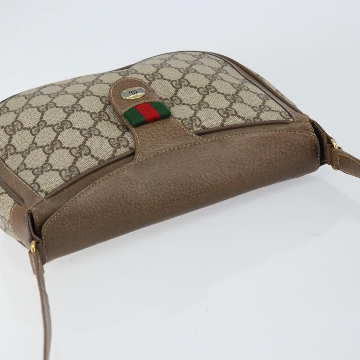 GUCCI GG Supreme Web Sherry Line Bag PVC Beige Gold 10 02 056 Auth 153349
