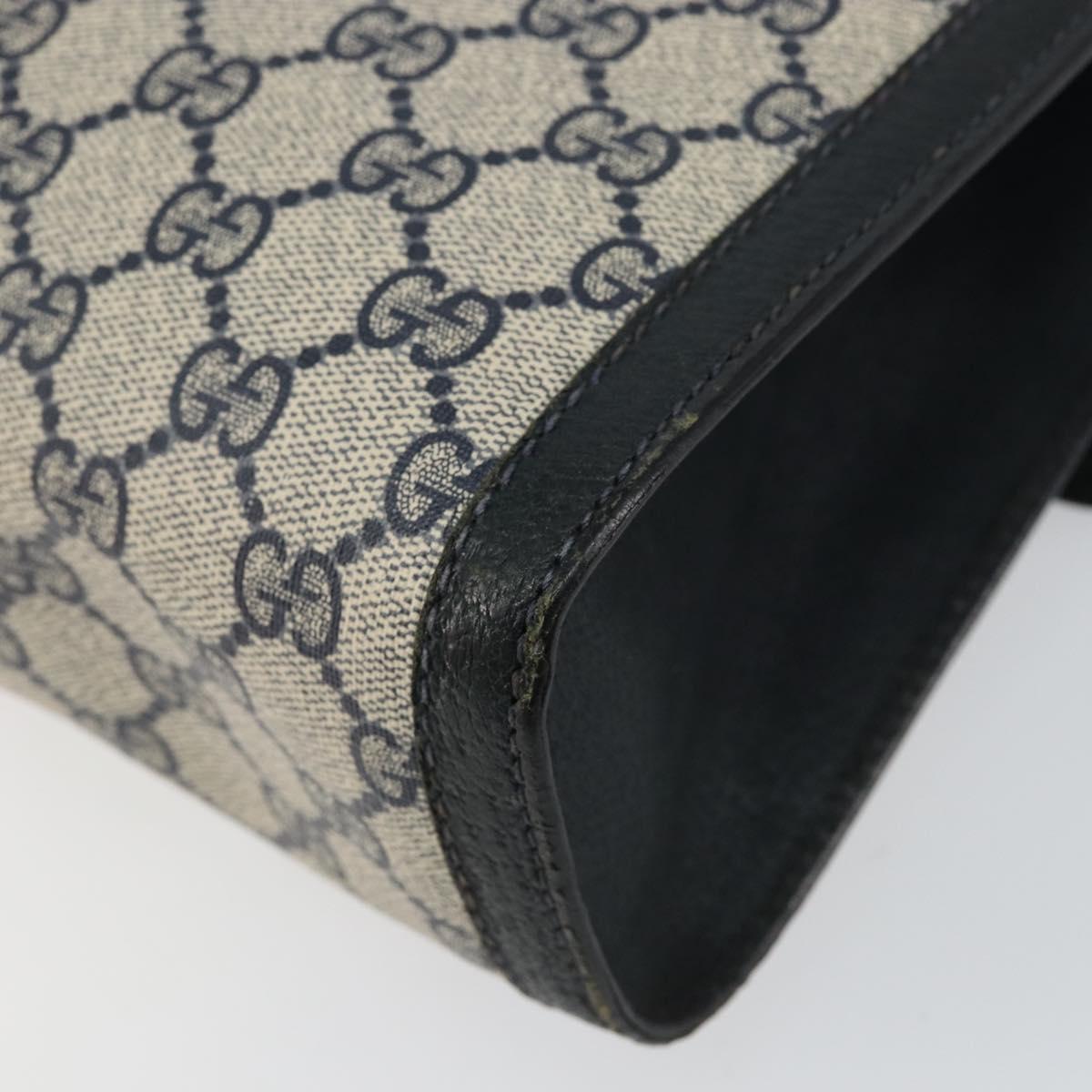 GUCCI GG Supreme Sherry Line Clutch Bag PVC Navy Red 84 01 007 Auth 153350