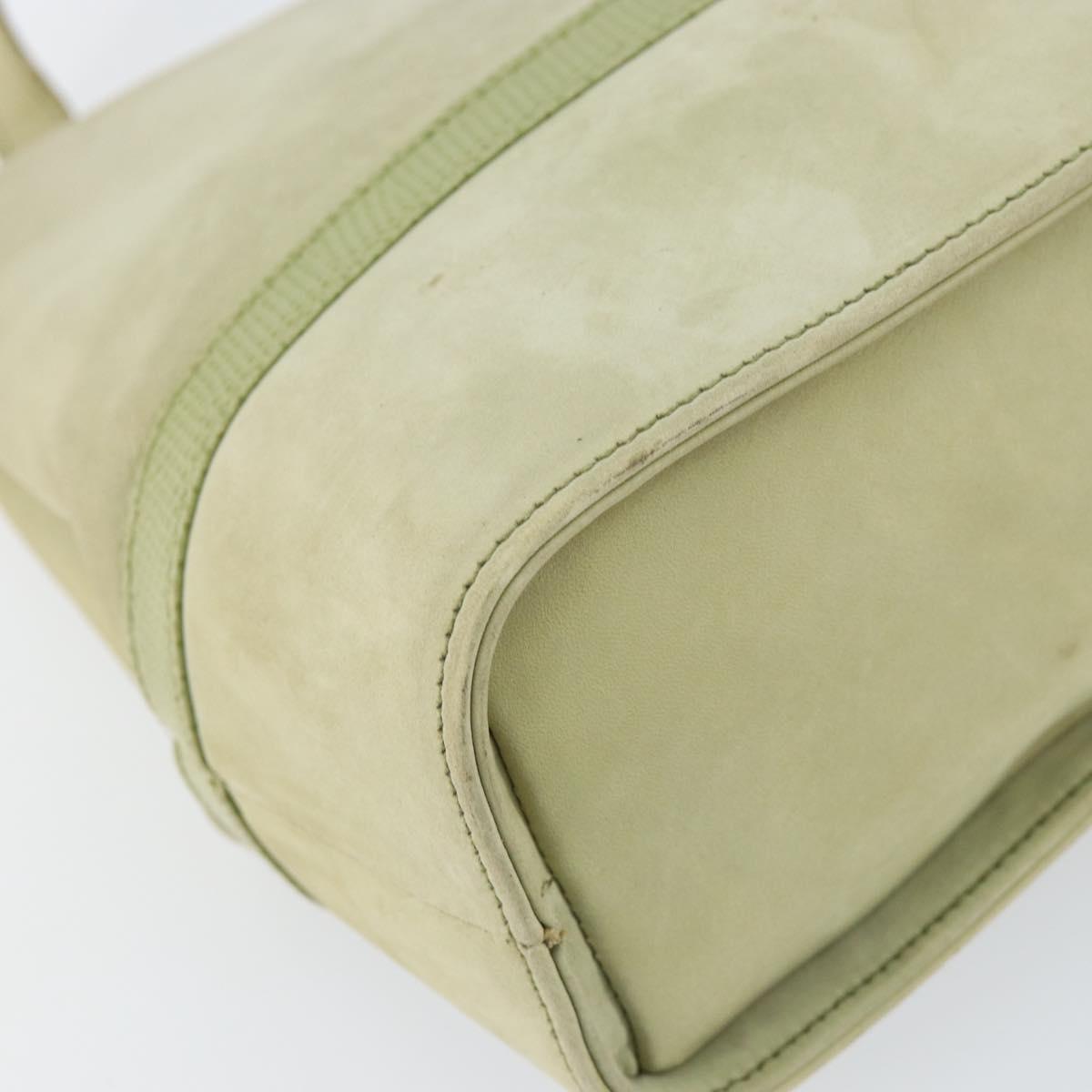 Salvatore Ferragamo Vala Shoulder Bag Suede Gold Light green Auth 153351