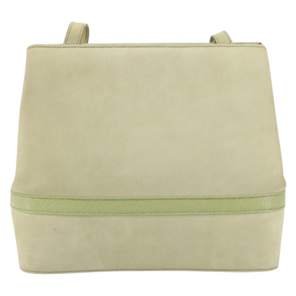 Salvatore Ferragamo Vala Shoulder Bag Suede Gold Light green Auth 153351