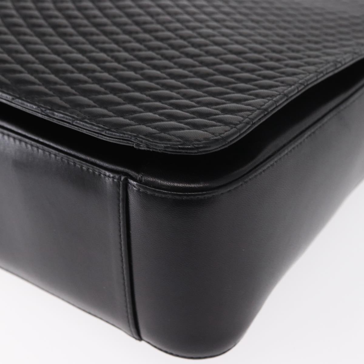 BALLY Quilted Shoulder Bag Leather Black Gold Auth 153353