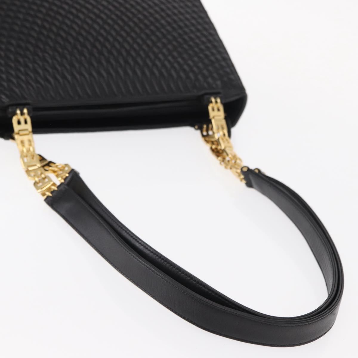 BALLY Quilted Shoulder Bag Leather Black Gold Auth 153353