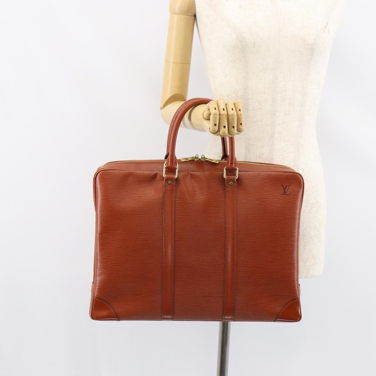 LOUIS VUITTON Epi Porte Documents Voyage Business Bag Brown M54478 Auth 153355
