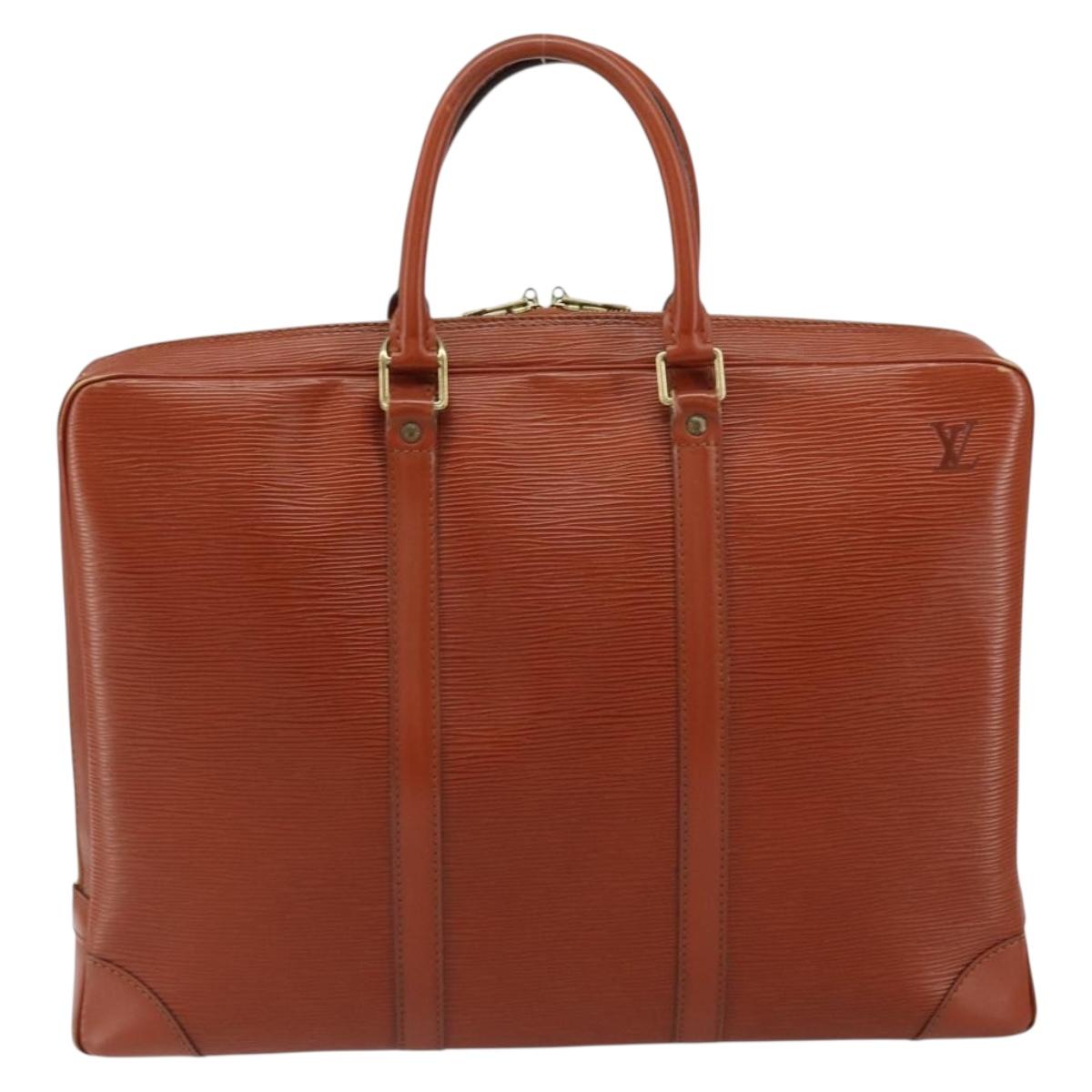 LOUIS VUITTON Epi Porte Documents Voyage Business Bag Brown M54478 Auth 153355