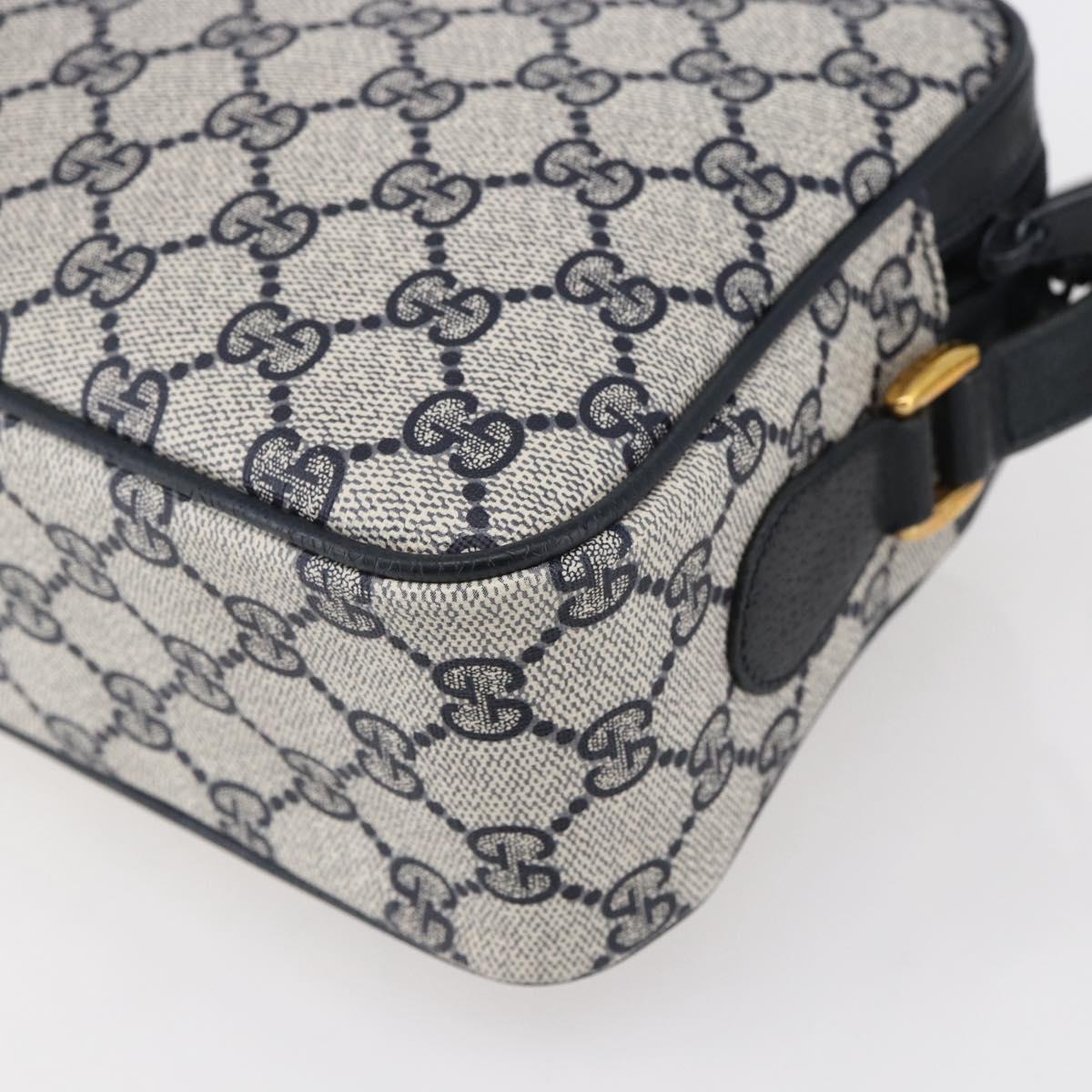 GUCCI GG Supreme Sherry Line Shoulder Bag PVC Navy Gold 904 02 049 Auth 153358