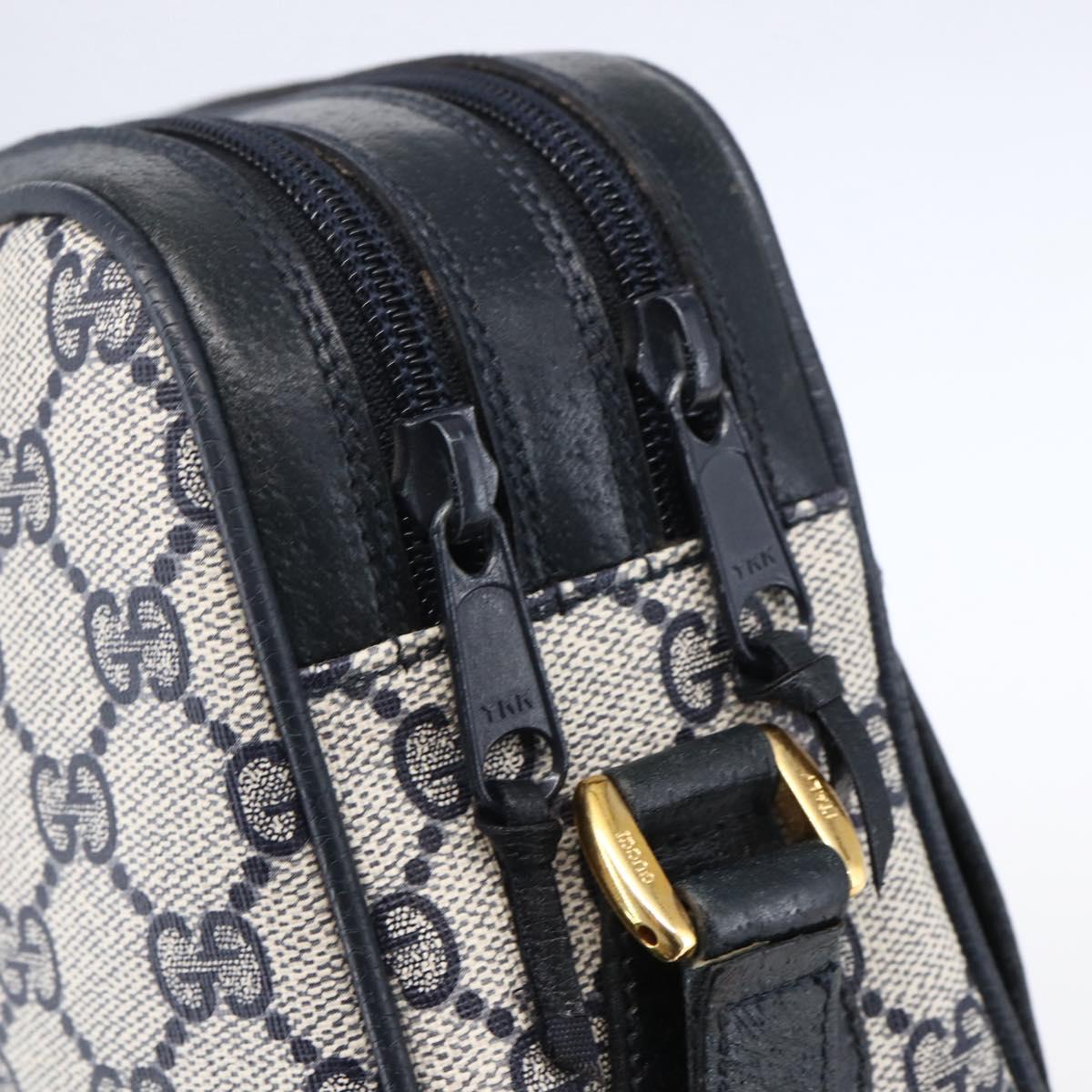 GUCCI GG Supreme Sherry Line Shoulder Bag PVC Navy Gold 904 02 049 Auth 153358