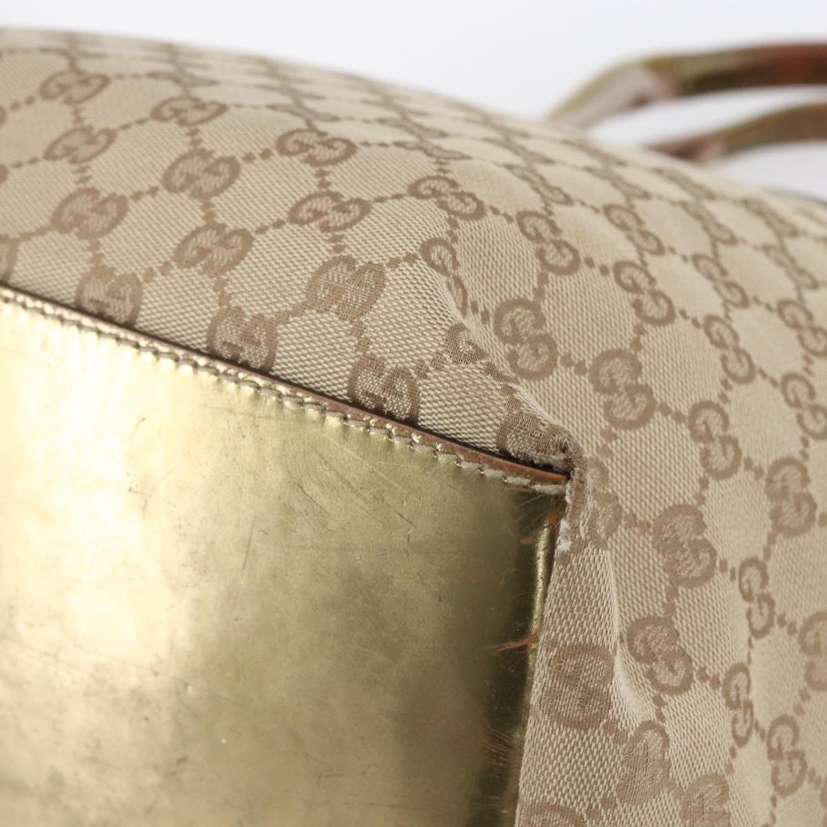 GUCCI GG Canvas Sherry Line Tote Bag Beige Pink 131231 Auth 153359