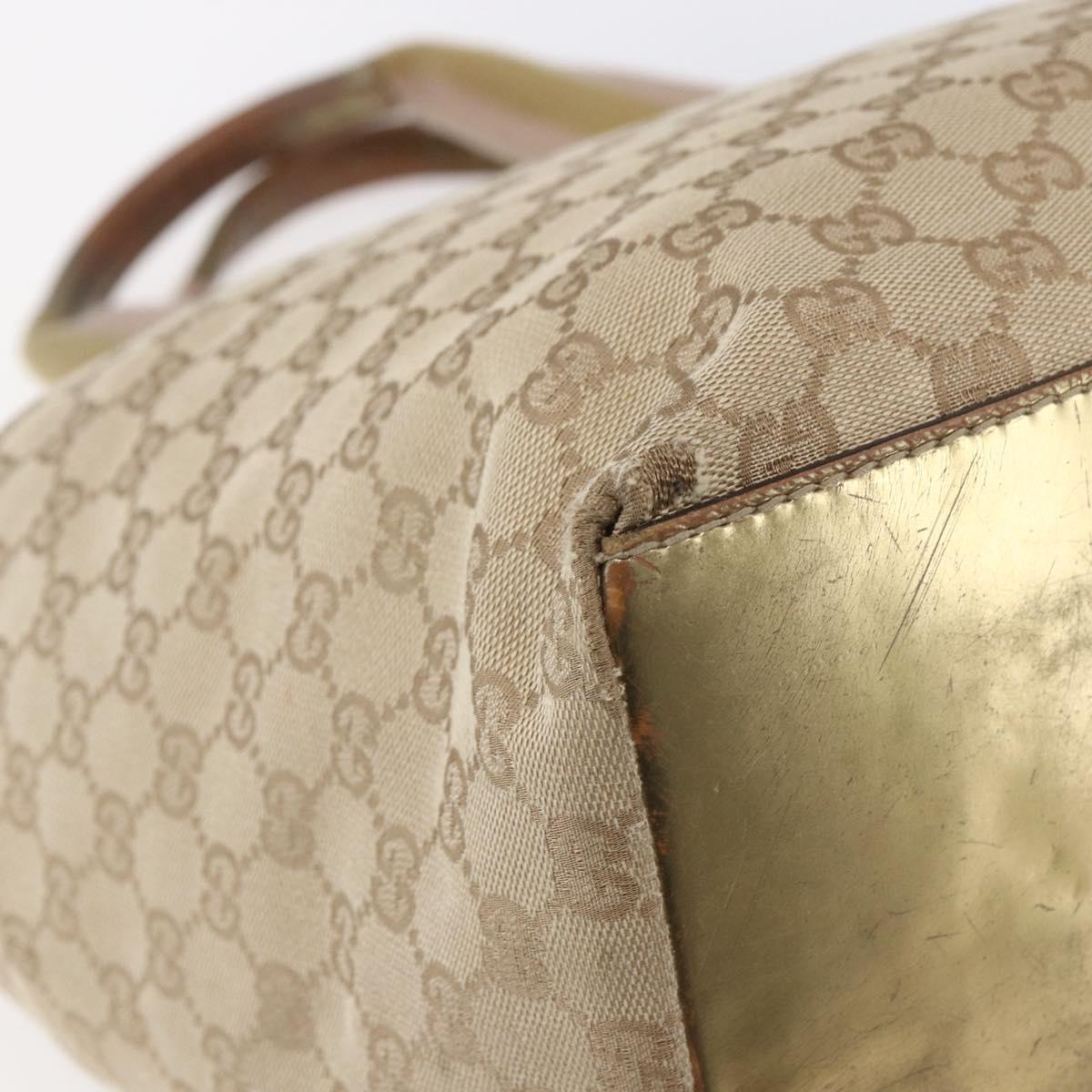 GUCCI GG Canvas Sherry Line Tote Bag Beige Pink 131231 Auth 153359