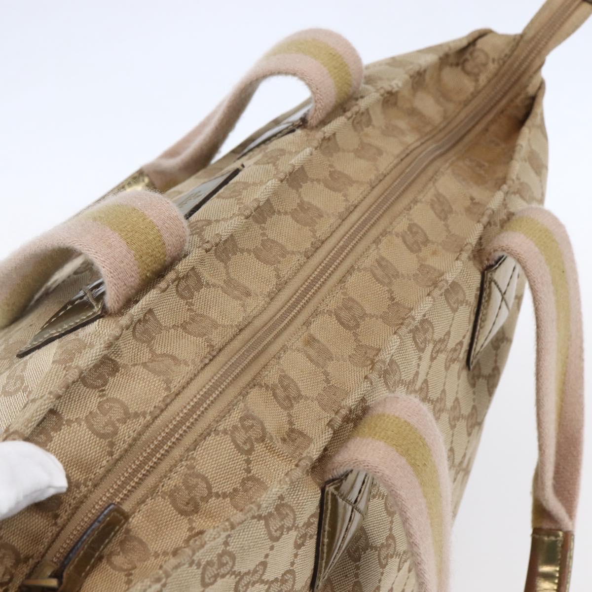GUCCI GG Canvas Sherry Line Tote Bag Beige Pink 131231 Auth 153359