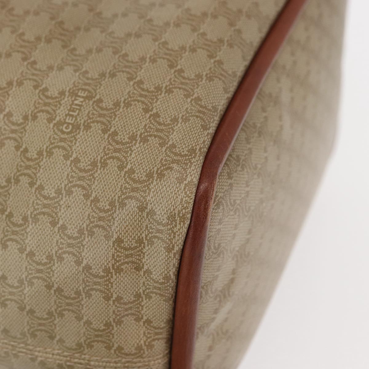 CELINE Macadam Canvas Circle Hand Bag PVC Beige Gold Auth 153361