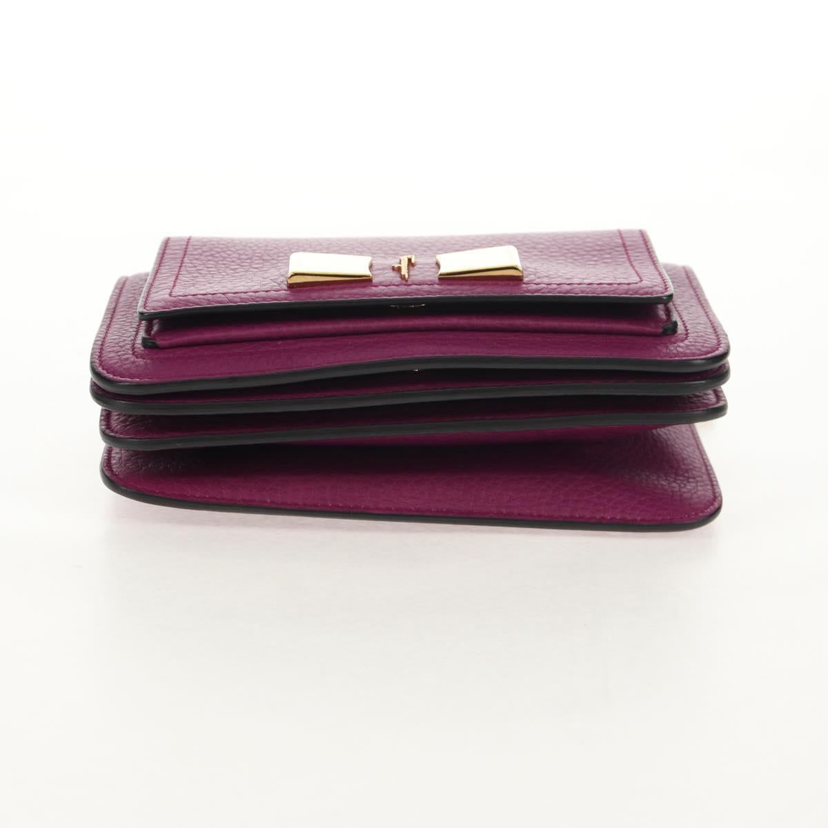 Salvatore Ferragamo Chain Gancini Shoulder Bag Leather Purple Gold Auth 153364V