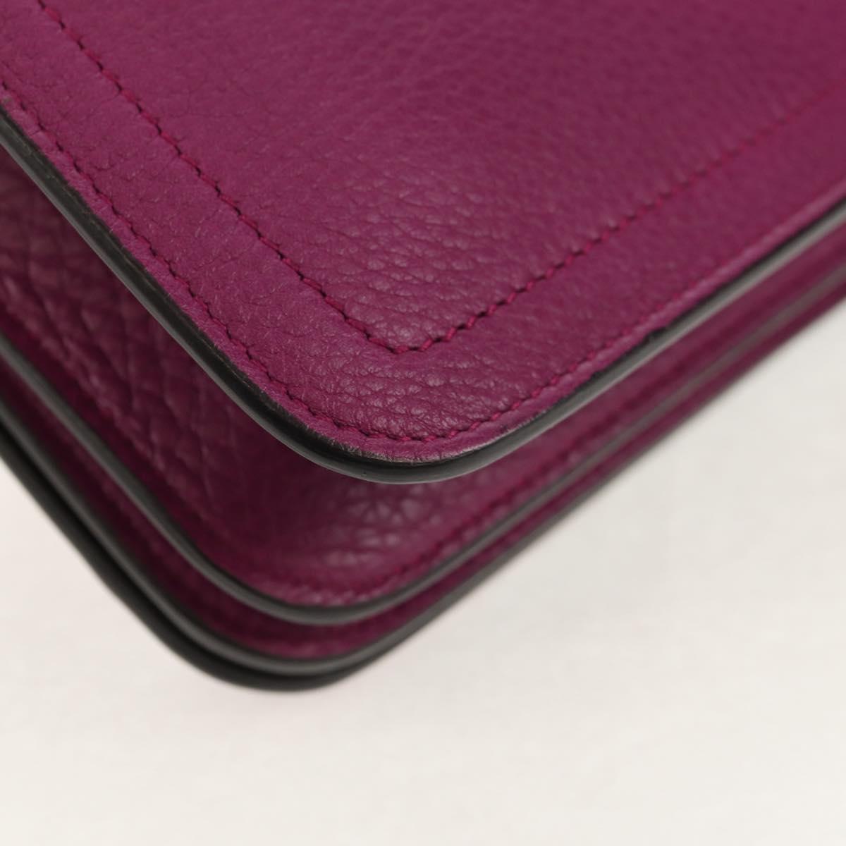 Salvatore Ferragamo Chain Gancini Shoulder Bag Leather Purple Gold Auth 153364V