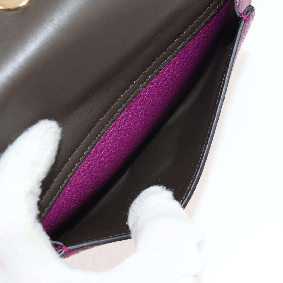 Salvatore Ferragamo Chain Gancini Shoulder Bag Leather Purple Gold Auth 153364V