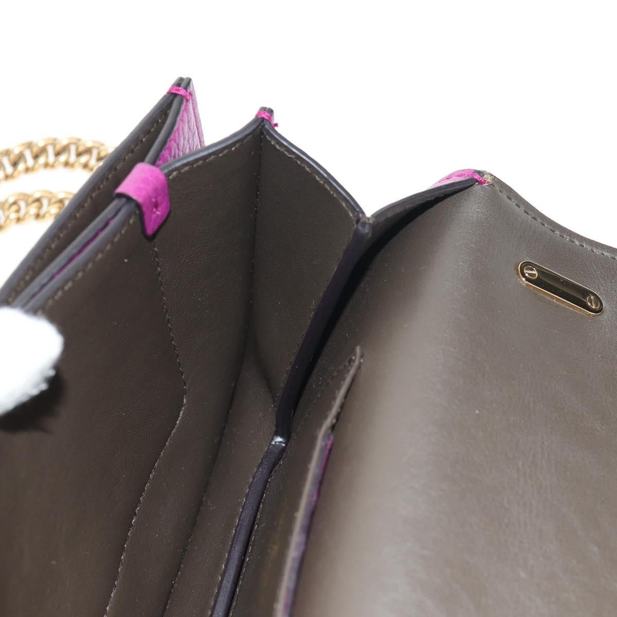 Salvatore Ferragamo Chain Gancini Shoulder Bag Leather Purple Gold Auth 153364V