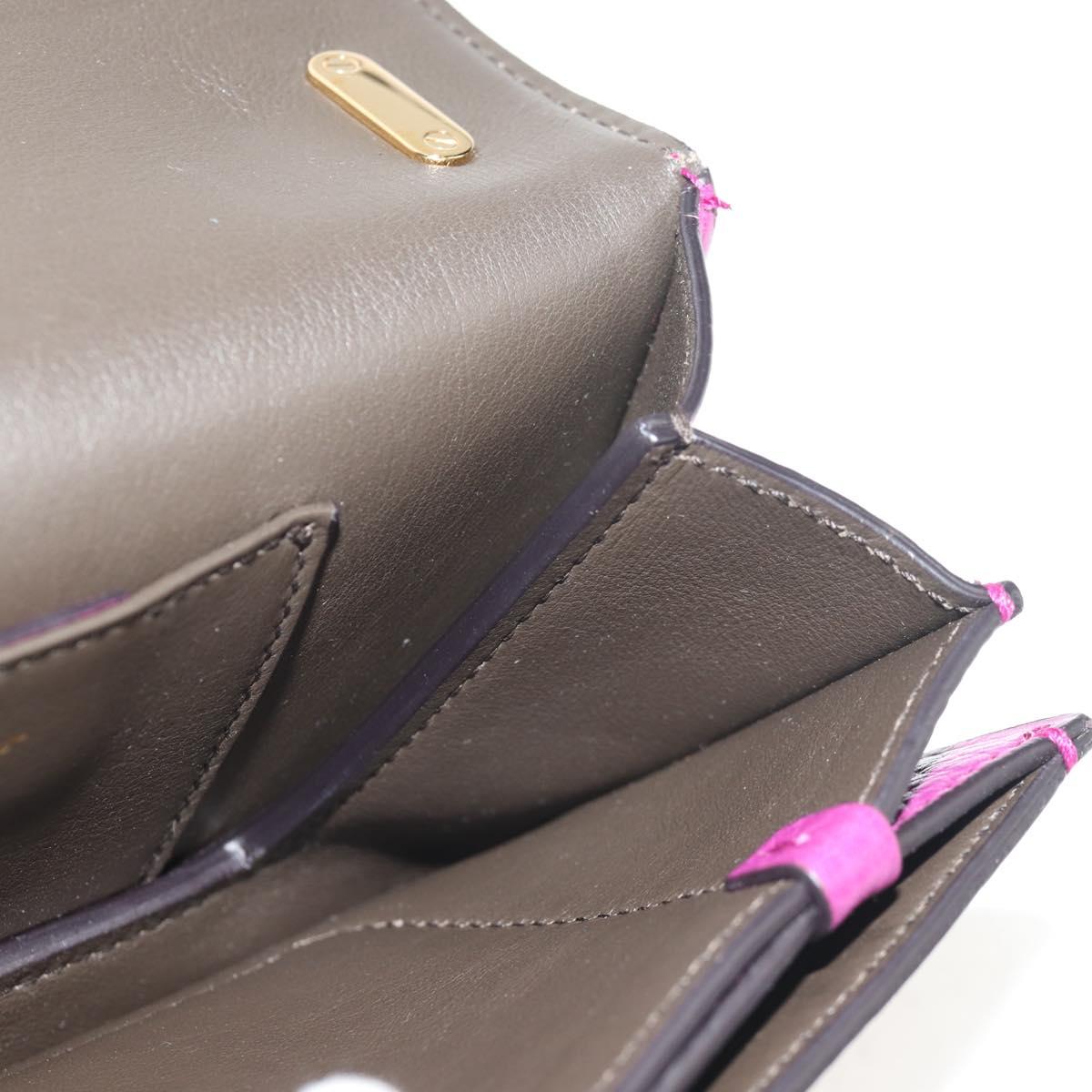 Salvatore Ferragamo Chain Gancini Shoulder Bag Leather Purple Gold Auth 153364V