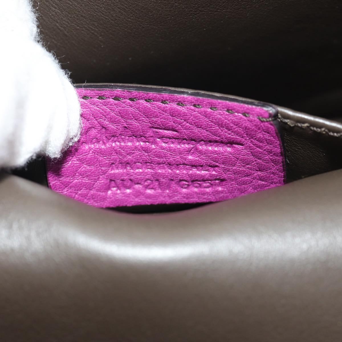 Salvatore Ferragamo Chain Gancini Shoulder Bag Leather Purple Gold Auth 153364V