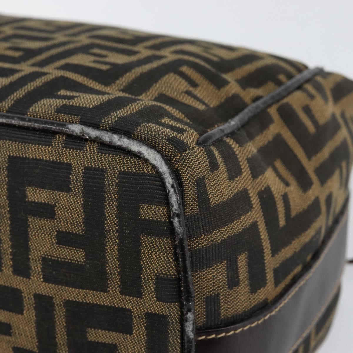 FENDI Zucca Canvas Vanity Hand Bag Black Brown Auth 153365