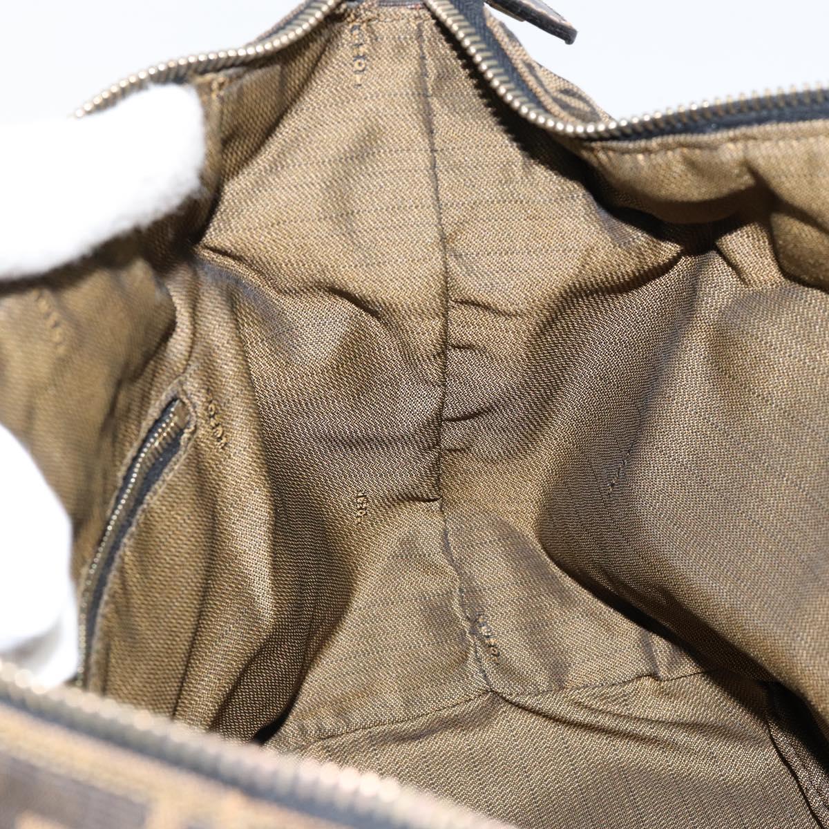 FENDI Zucca Canvas Vanity Hand Bag Black Brown Auth 153365