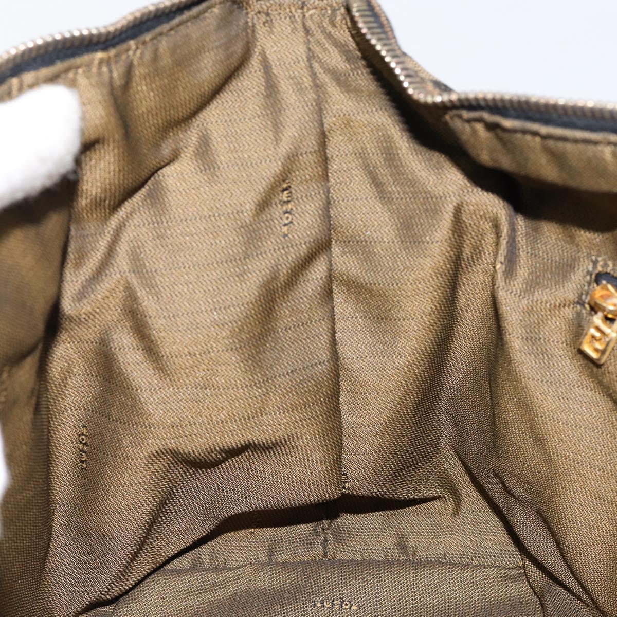 FENDI Zucca Canvas Vanity Hand Bag Black Brown Auth 153365