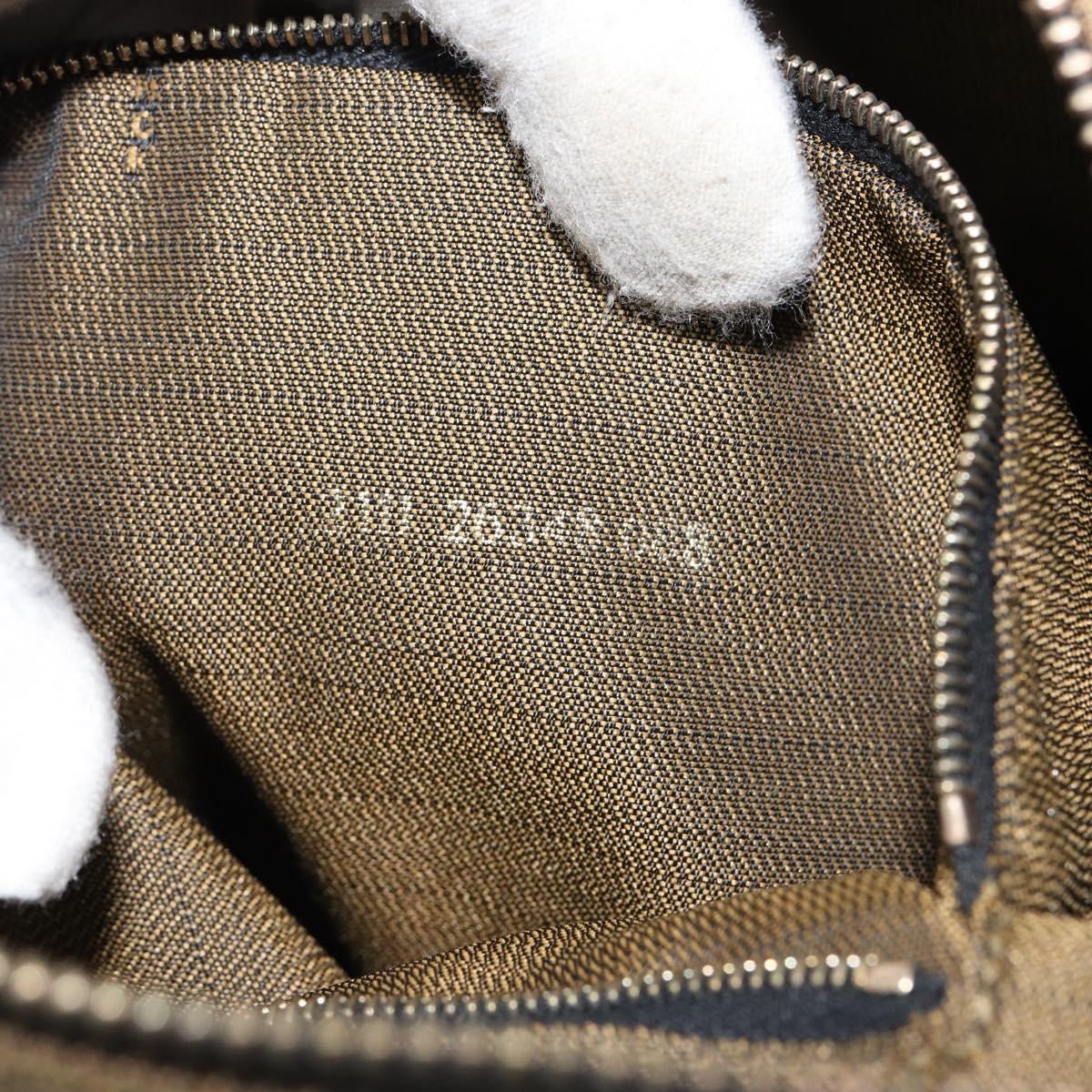 FENDI Zucca Canvas Vanity Hand Bag Black Brown Auth 153365