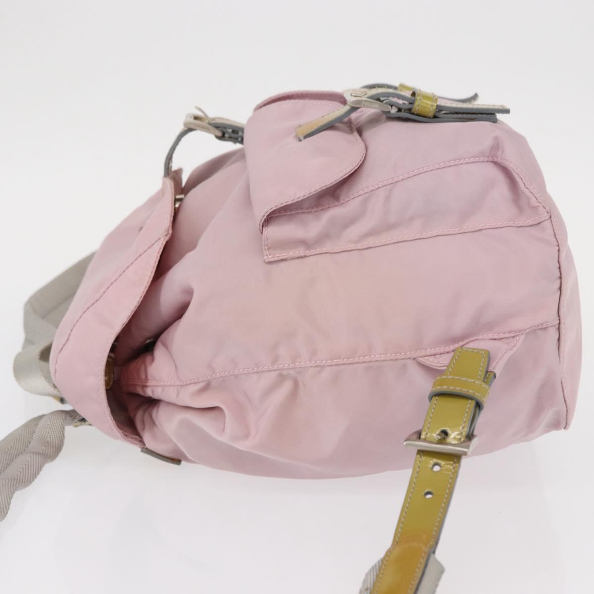 PRADA Backpack Nylon Pink Silver Auth 153366